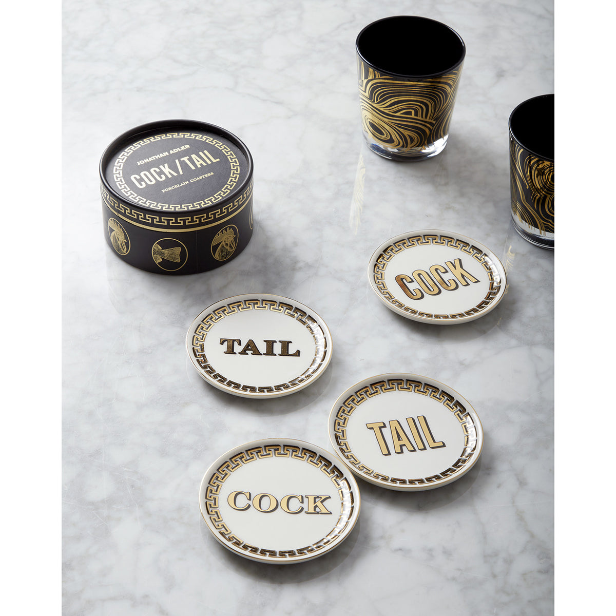 Cock/Tail Coasters by Jonathan Adler