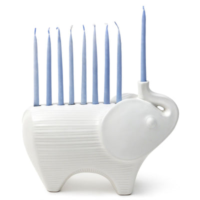 Jonathan Adler Elephant Menorah accessory featuring a stylish elephant design for festive candle lighting.
