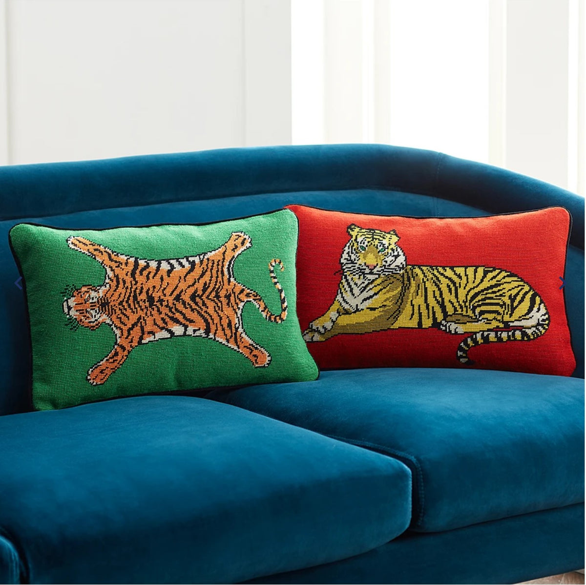 Oreiller Tiger Needlepoint par Jonathan Adler