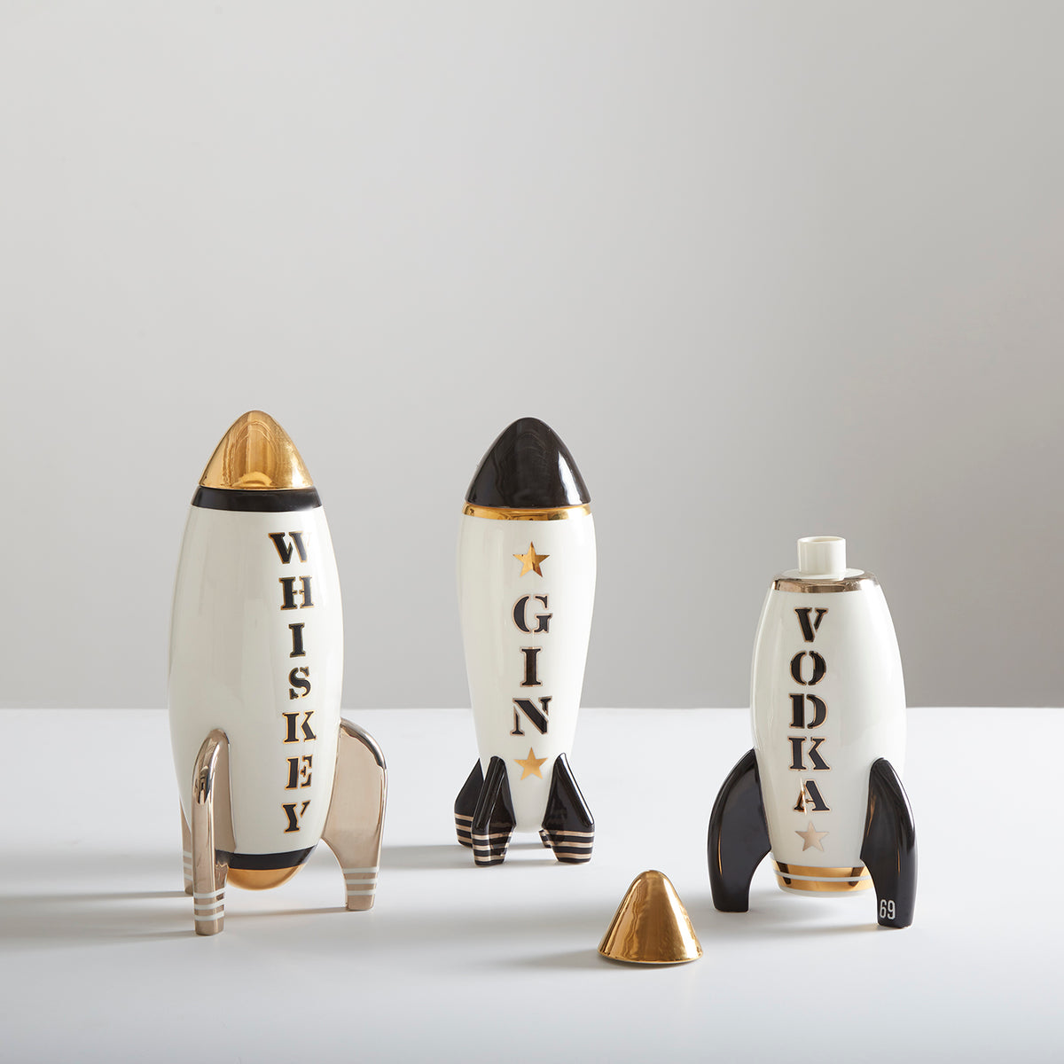 Rocket Decanters by Jonathan Adler Gin, Vodka, Whiskey