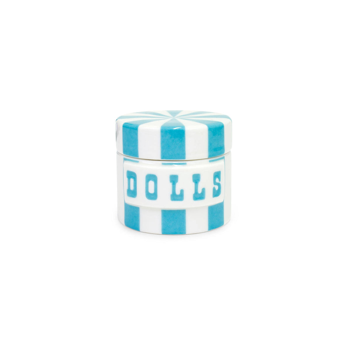 Light blue Vice Dolls canister by Jonathan Adler, stylish kitchen accessory with playful design, part of the Jonathan Adler accessories collection.