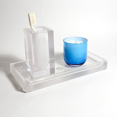 White Hollywood tray accessory by Jonathan Adler featuring a sleek rectangular design with gold accents and modern style.