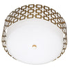 Jonathan Adler Parker Flush Mount ceiling light in antique brass with a sleek, modern design and rounded shape.