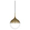 Small Rio pendant lamp by Jonathan Adler in antique brass, showcasing a modern lighting fixture with sleek design.
