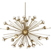 Small antique brass Sputnik chandelier by Jonathan Adler with multiple light arms and modern lighting design.