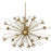 Small antique brass Sputnik chandelier by Jonathan Adler with multiple light arms and modern lighting design.