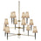 Jonathan Adler Ventana three-tier chandelier with antique brass finish, elegant lighting fixture with multiple tiers and intricate detailing.