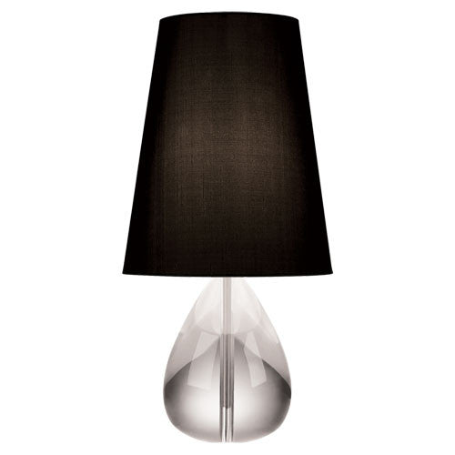 Black silk Claridge Teardrop Lamp by Jonathan Adler, stylish modern lighting fixture with elegant teardrop shape.