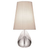 Black silk Claridge Teardrop Lamp by Jonathan Adler, elegant lighting fixture with a teardrop shape and sleek design.