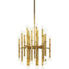 Brass Meurice chandelier by Jonathan Adler featuring multiple light fixtures and elegant design for stylish lighting.