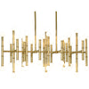 Brass Meurice Rectangle Chandelier by Jonathan Adler lighting fixture with sleek geometric design and modern style.