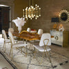Jonathan Adler Meurice rectangle chandelier featuring a brass finish and modern lighting design.