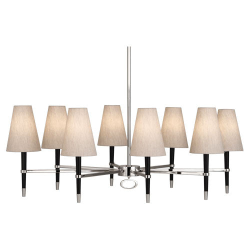 Brass Ventana Oval Chandelier by Jonathan Adler, elegant lighting fixture with a modern oval design and warm metallic finish.