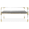 Jacques bench by Jonathan Adler, stylish seating with a modern design, featuring a sleek wooden frame and upholstered seat.