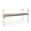 Jacques Bench by Jonathan Adler, stylish seating with a sleek design, featuring plush upholstery and modern wooden legs.