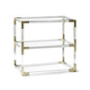 Jonathan Adler Jacques Two Tier Side Table with nickel finish, showcasing a modern, sleek design with two-tiered surface and elegant style.