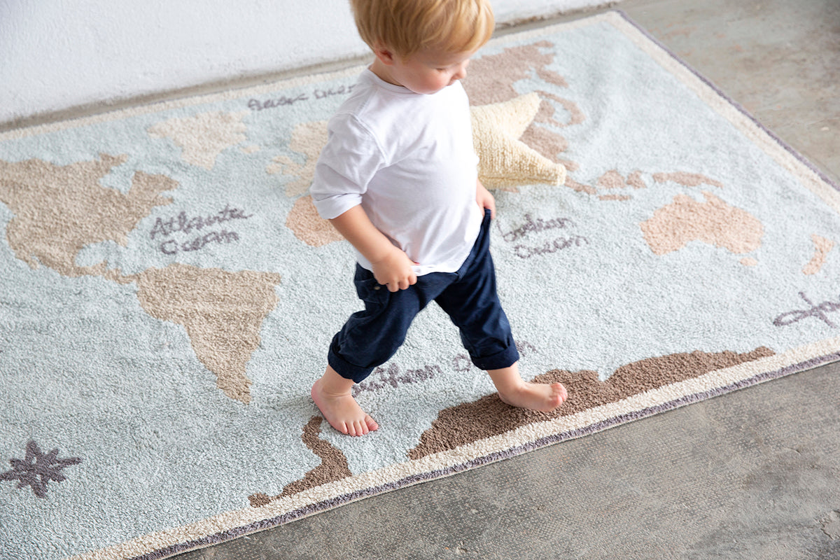 Vintage Map Washable Rug by Lorena Canals