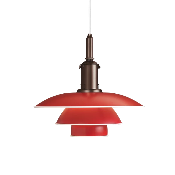Yellow PH 3½-3 pendant light by Louis Poulsen, showcasing its iconic curved design and soft, ambient lighting.