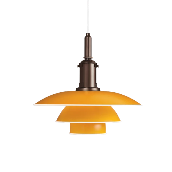 Yellow PH 3½-3 pendant light by Louis Poulsen, modern lighting fixture with sleek design and warm illumination.