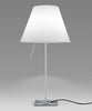 Costanza Table Lamp by Luceplan with white aluminum finish, featuring a fixed W-base and on/off switch for modern lighting.