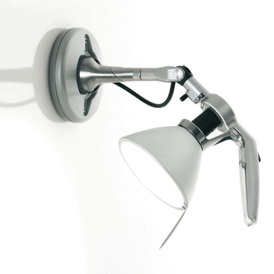 Fortebraccio wall lamp by Luceplan, modern metal lighting fixture showcasing adjustable arm and sleek design.