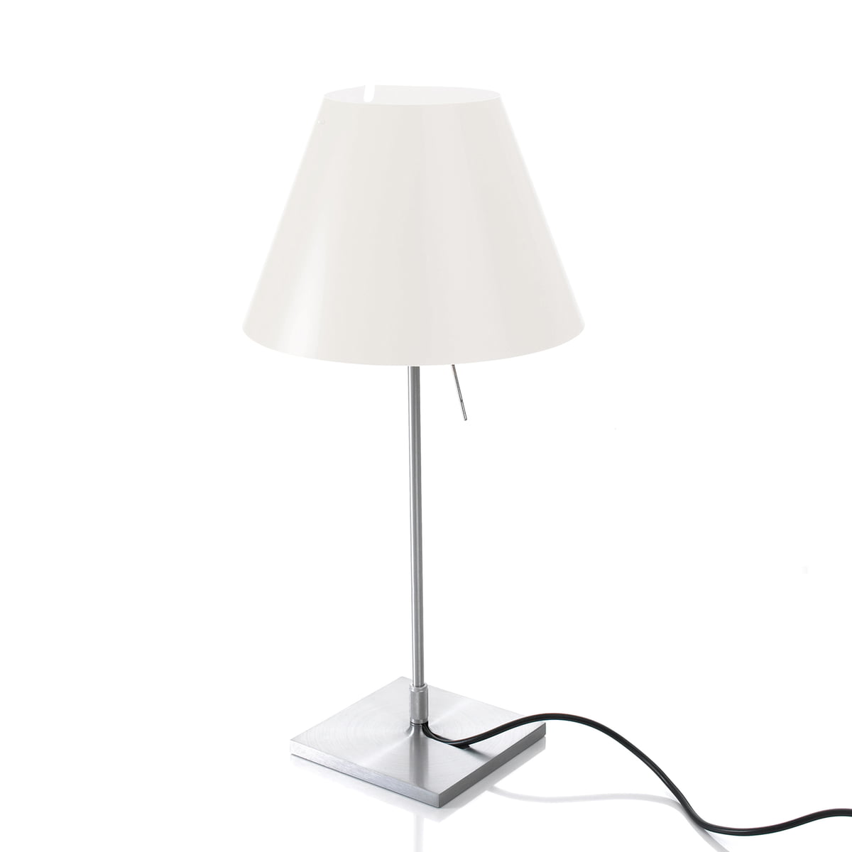Costanzina table lamp by Luceplan featuring a sleek white base and shade, modern lighting design for stylish indoor use.