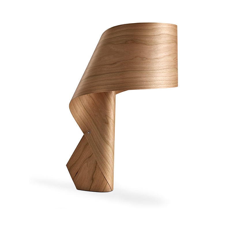LZF Lighting Air Table lighting fixture with natural cherry wood finish, modern design, and smooth surface.