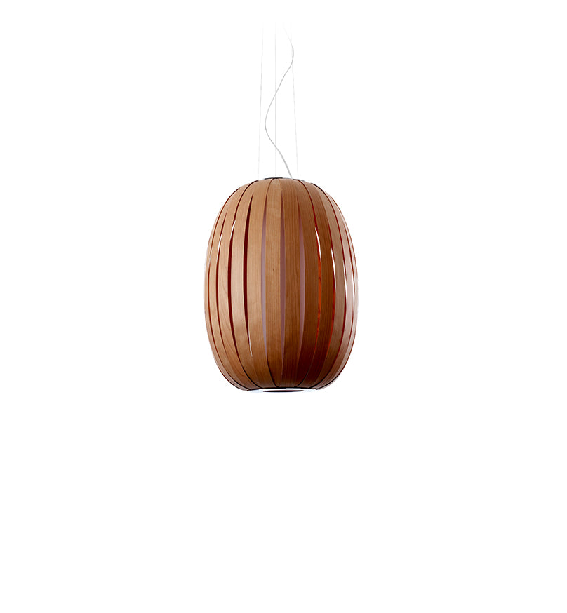 LZF Pod Suspension lighting fixture with natural cherry wood finish, modern pendant design by LZF Lighting.