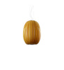 LZF Lighting Pod Suspension light fixture in natural cherry wood finish, modern lighting design with sleek, organic shape.
