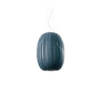 LZF Lighting Pod Suspension lamp with natural cherry wood finish, modern lighting fixture hanging from ceiling.