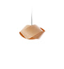 LZF Lighting Nut Suspension lighting fixture with natural cherry wood, black matte finish, black cable, and tripod stand.
