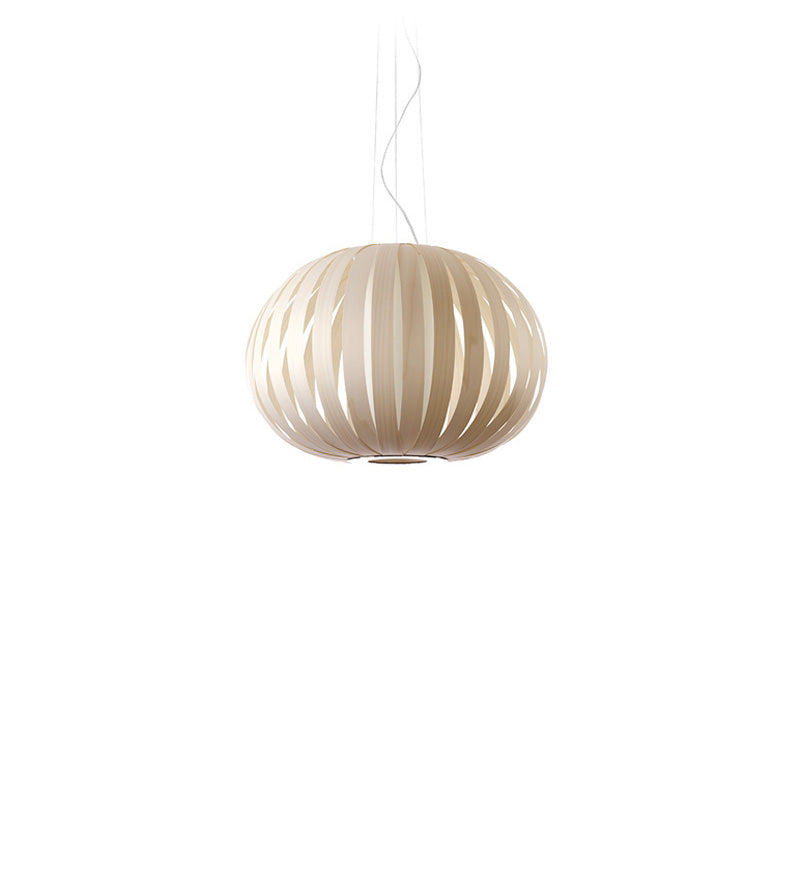 LZF Lighting Poppy Suspension lamp with natural cherry wood finish, modern lighting fixture for contemporary interiors.