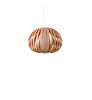 Natural cherry wood Poppy Suspension lighting by LZF Lighting, showcasing its sculptural, organic design and warm wood finish.