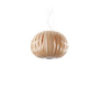 Natural cherry wood Poppy Suspension lighting fixture by LZF Lighting, featuring a sleek, modern design with warm wood tones.