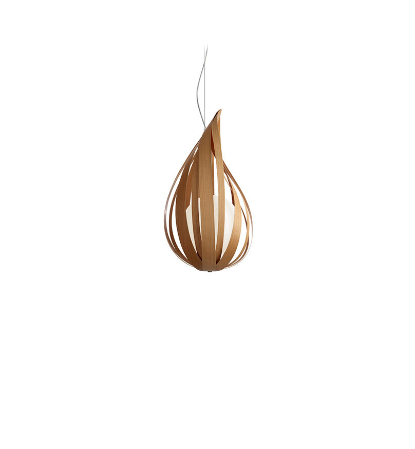 Raindrop Suspension light by LZF Lighting, natural cherry wood pendant lamp with a sleek, modern design.