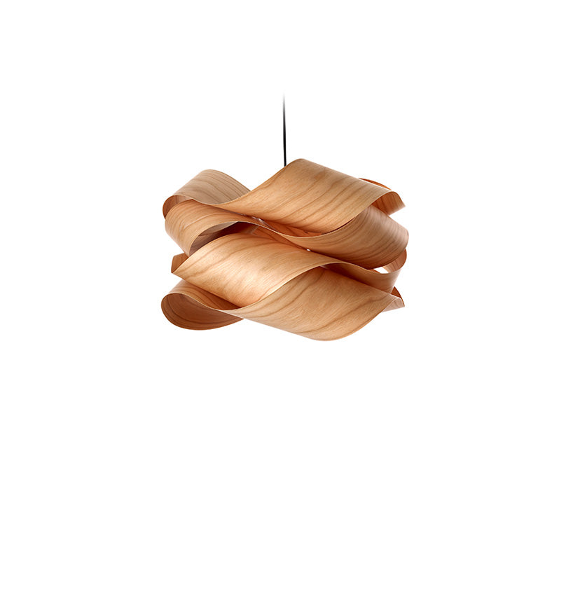 LZF Lighting Link Suspension light fixture in matte black with a natural cherry accent, modern pendant lighting for stylish interiors