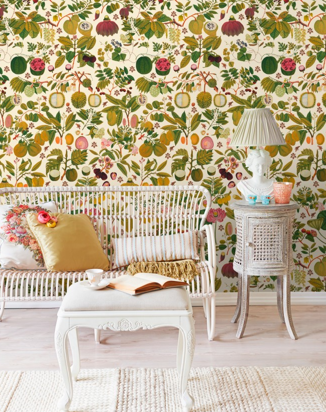 ASIAN FRUITS AND FLOWERS Wallpaper by Mindthegap