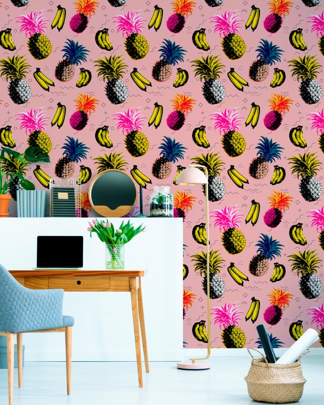 FLYING OBJECTS Pink Wallpaper by Mindthegap