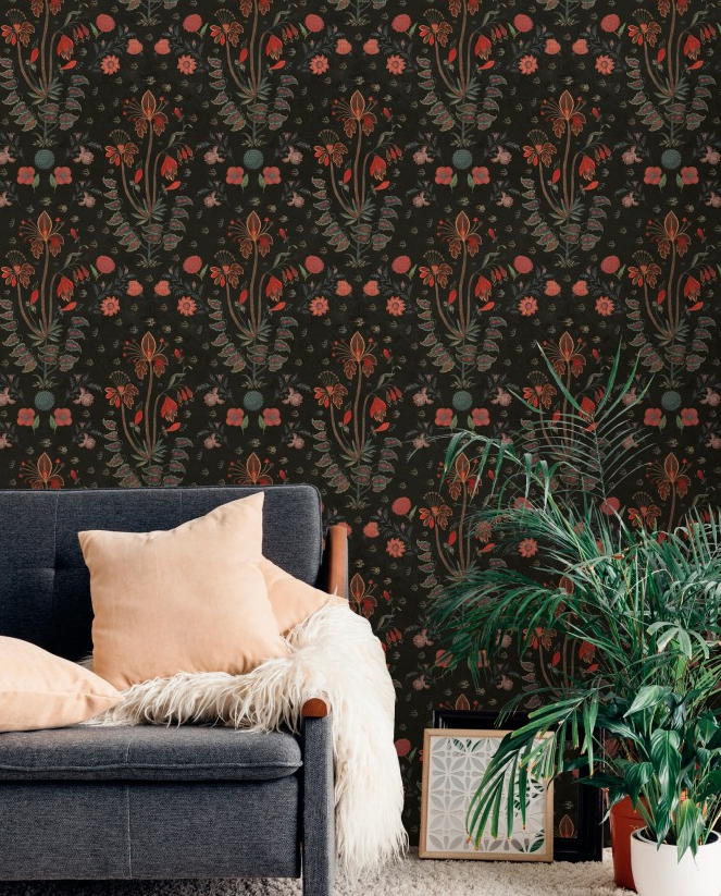 GYPSY Anthracite Wallpaper by Mindthegap