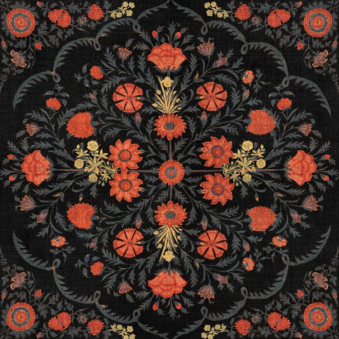 HINDU BLOOM Anthracite Wallpaper by Mindthegap