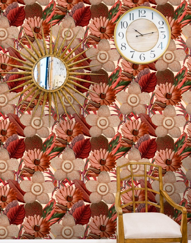 WATER LILIES Taupe Wallpaper by Mindthegap