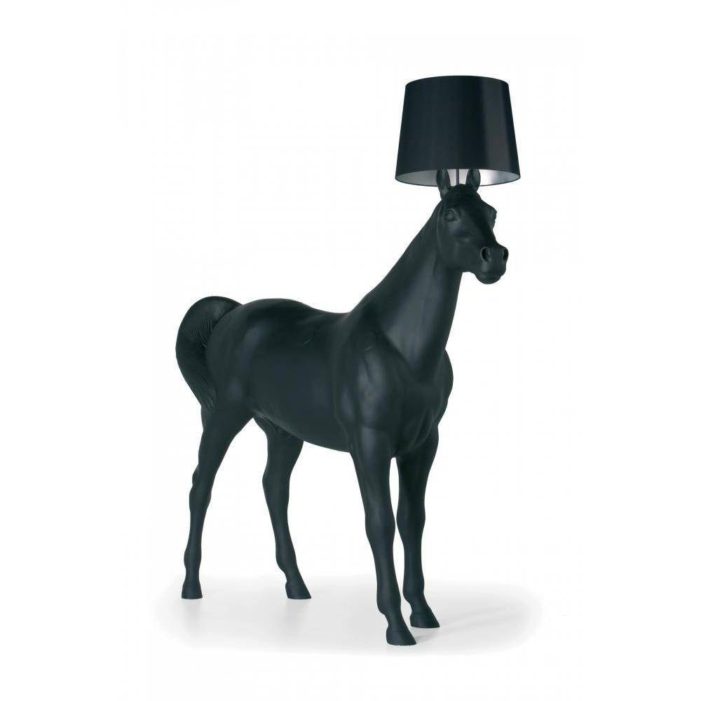 Moooi Horse Floor Lamp featuring a sculptural horse-shaped design in modern lighting style, placed on a wooden floor.