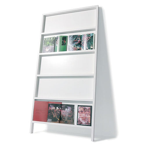 Small oblique shelving unit by Moooi, featuring sleek lacquered storage with a modern, geometric design.