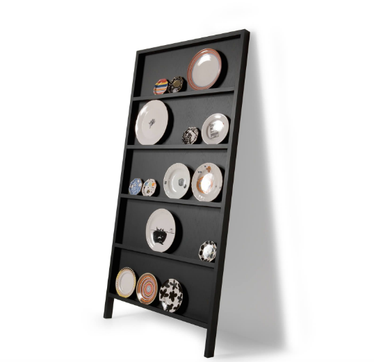 Small oblique storage shelving unit by Moooi with a lacquered finish, showcasing modern design and sleek storage space.