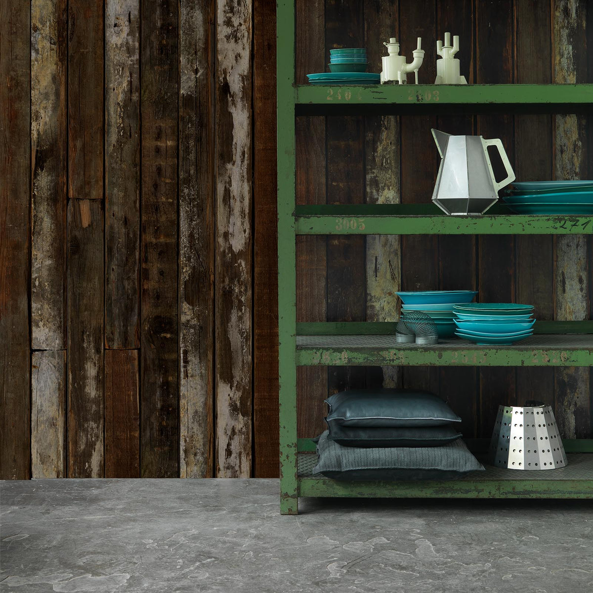 PHE-13 White/Brown beams Scrapwood wallpaper by Piet Hein Eek for NLXL