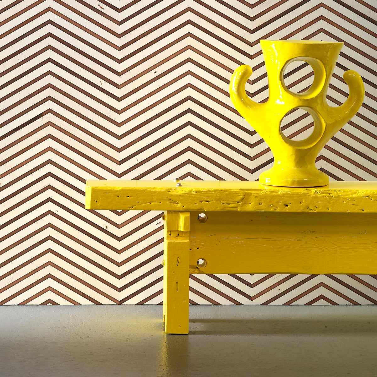 TIM-04 White on teak chevron Timber Strips wallpaper by Piet Hein Eek for NLXL