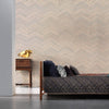 TIM-04 Papier peint Timber Strips à chevrons blanc sur teck par Piet Hein Eek pour NLXL