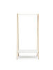 Small white Toj clothes rack by Normann Copenhagen for accessories, featuring a minimalist design with metal frame and wooden accents.