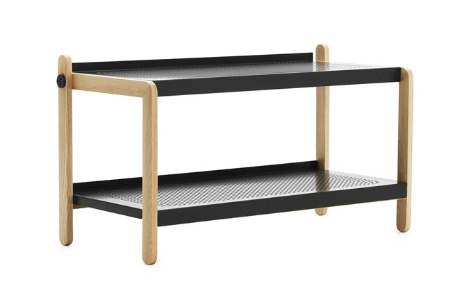 White Sko shoe rack by Normann Copenhagen, minimalist accessories organizer with sleek design for footwear storage.