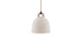 Small sand-colored Bell Lamp by Normann Copenhagen, stylish lighting fixture with a smooth, rounded design.